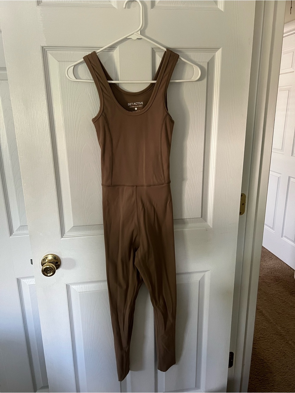 SET Active Brown Scoop-Neck Seamless Active Jumpsuit